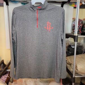 UNK NBA LS Pull Over Quarter Zip Dark Grey Houston Rockets Basketball - Size XL